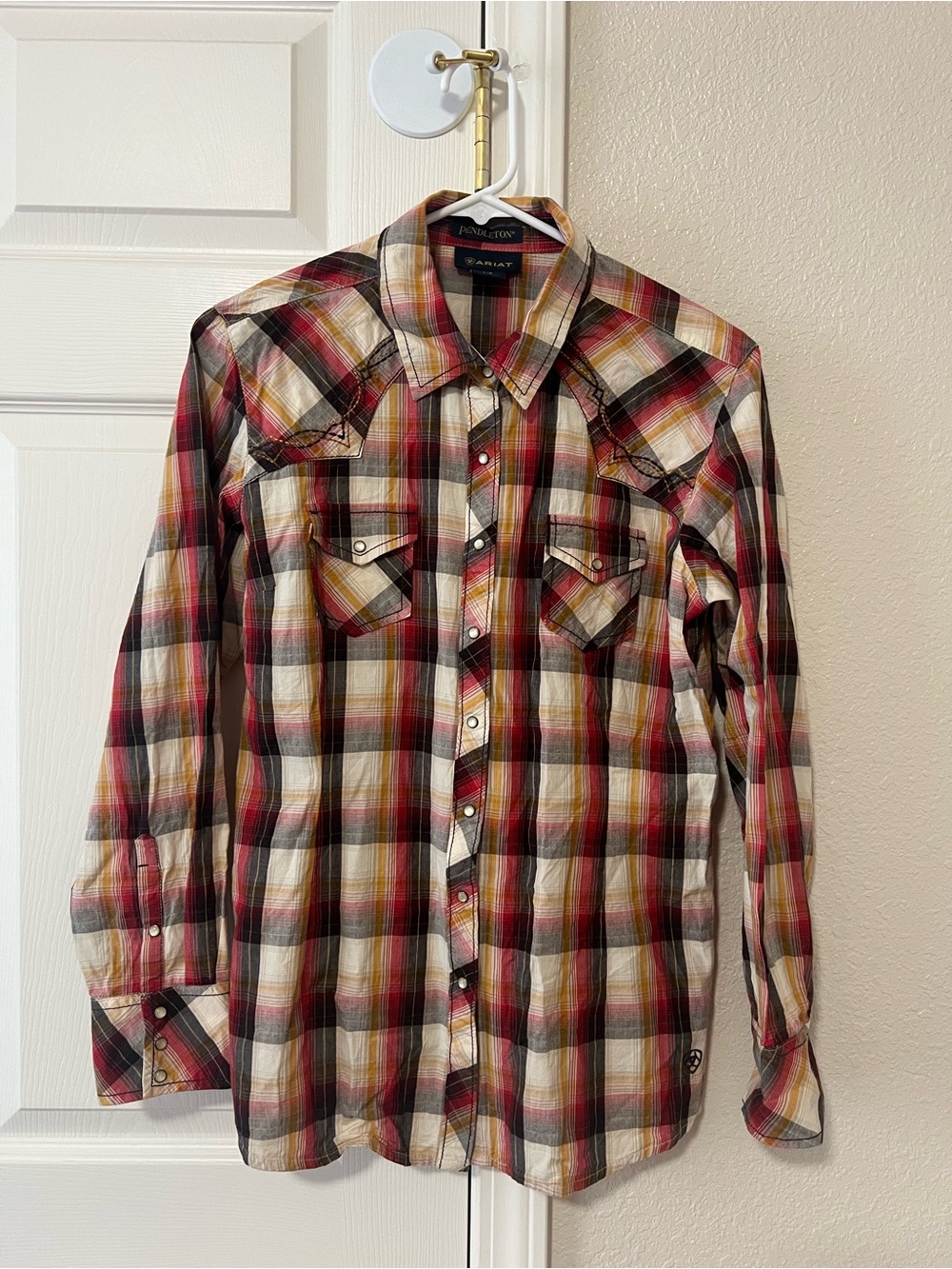 Pendleton x Ariat Plaid Western Pearl Snap Embroidered Shirt Women’s Large